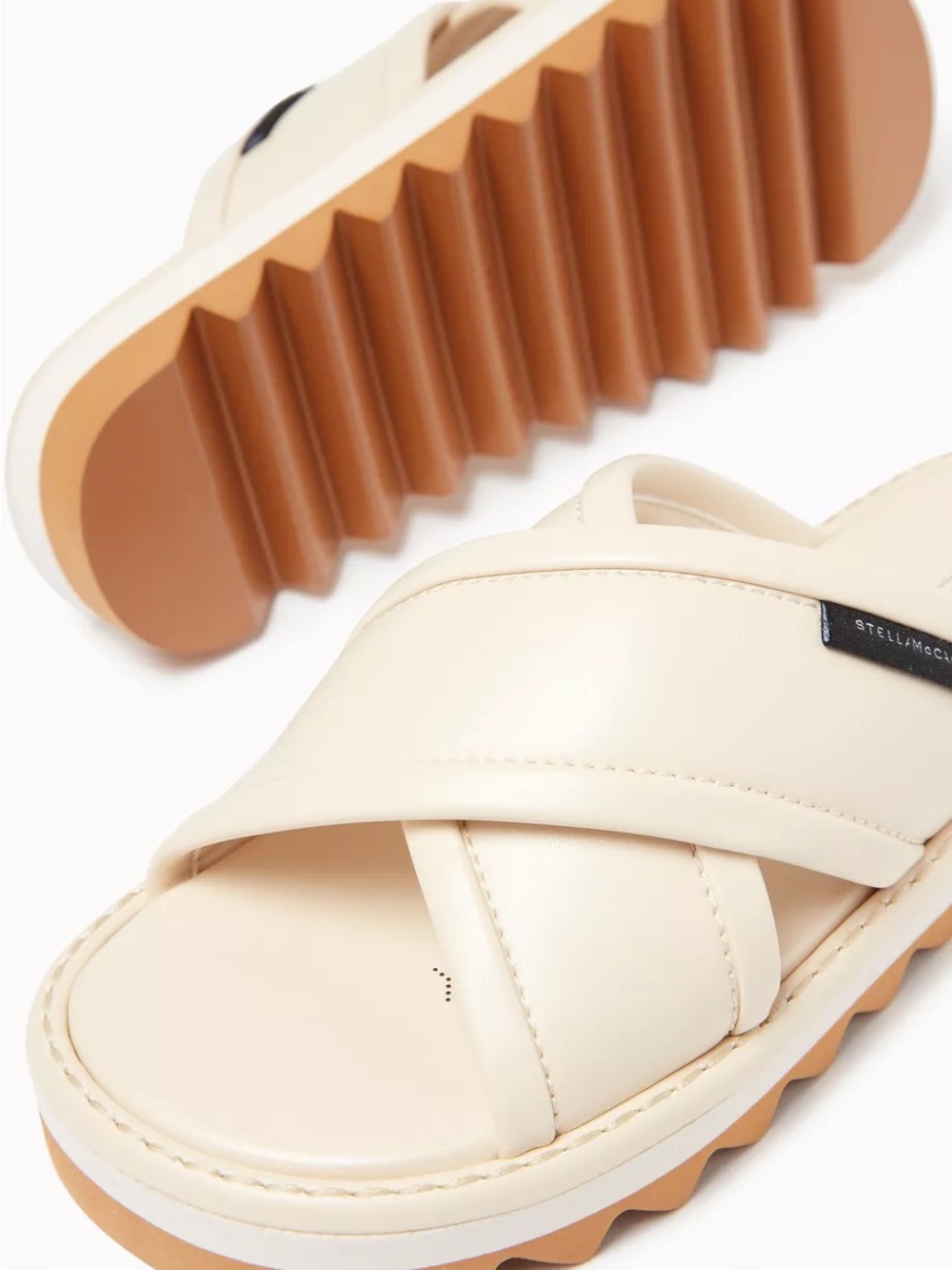 NWOT STELLA MCCARTNEY Sneak-Elyse Twisted Sandal Cream Sz 9/39 No Box